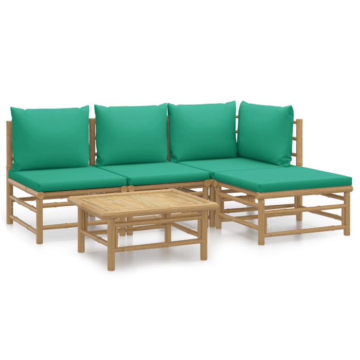 Set mobilier de grădină cu perne verzi, 5 piese, bambus - WALTI WALTI