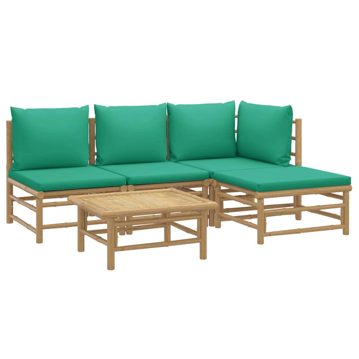 Set mobilier de grădină cu perne verzi, 5 piese, bambus - WALTI WALTI
