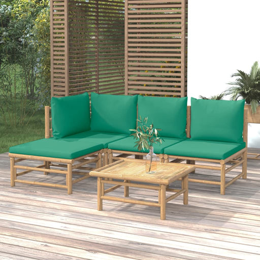 Set mobilier de grădină cu perne verzi, 5 piese, bambus - WALTI WALTI