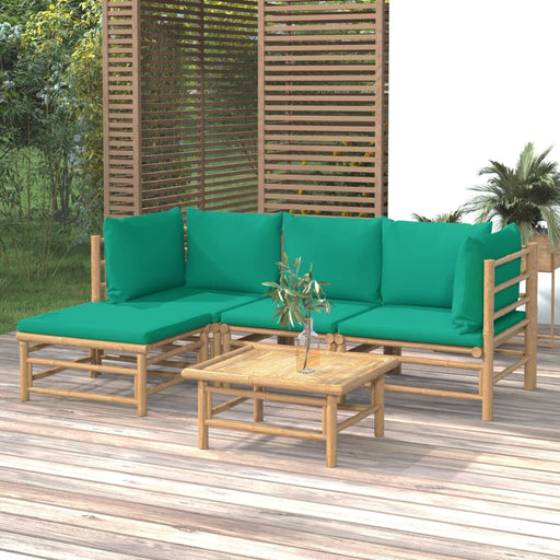 Set mobilier de grădină cu perne verzi, 5 piese, bambus - WALTI WALTI