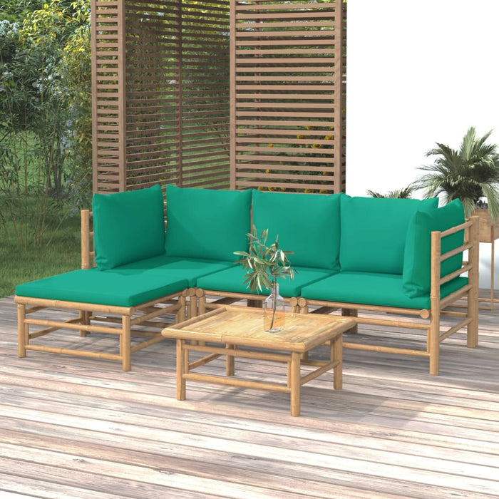 Set mobilier de grădină cu perne verzi, 5 piese, bambus - WALTI WALTI