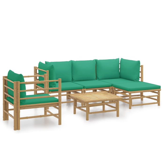 Set mobilier de grădină cu perne verzi, 6 piese, bambus - WALTI WALTI