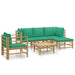 Set mobilier de grădină cu perne verzi, 6 piese, bambus - WALTI WALTI