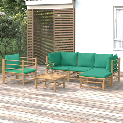 Set mobilier de grădină cu perne verzi, 6 piese, bambus - WALTI WALTI