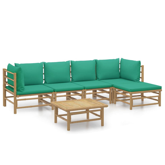 Set mobilier de grădină cu perne verzi, 6 piese, bambus - WALTI WALTI