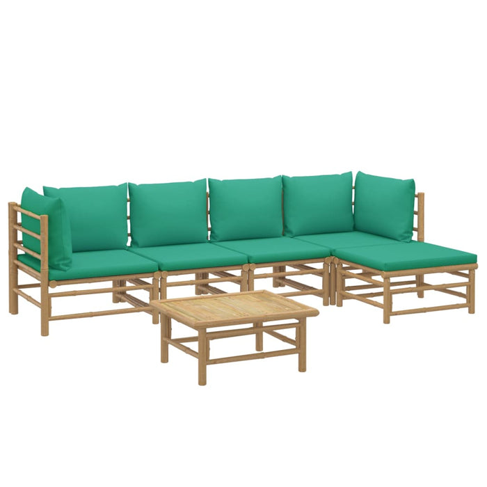 Set mobilier de grădină cu perne verzi, 6 piese, bambus - WALTI WALTI
