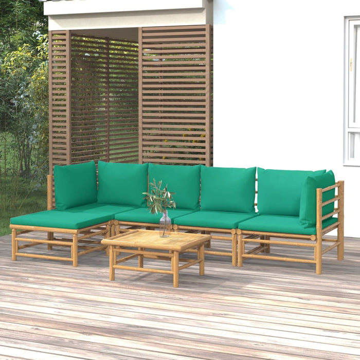 Set mobilier de grădină cu perne verzi, 6 piese, bambus - WALTI WALTI