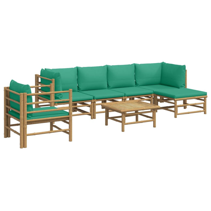 Set mobilier de grădină cu perne verzi, 7 piese, bambus - WALTI WALTI