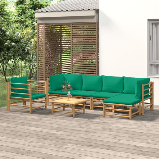 Set mobilier de grădină cu perne verzi, 7 piese, bambus - WALTI WALTI