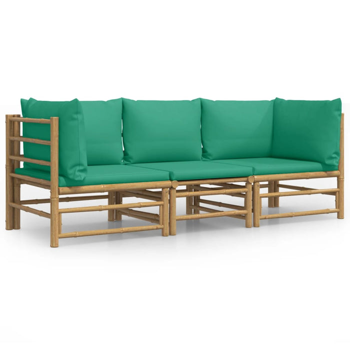 Set mobilier de grădină cu perne verzi, 3 piese, bambus - WALTI WALTI
