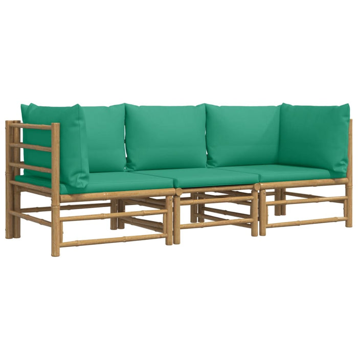 Set mobilier de grădină cu perne verzi, 3 piese, bambus - WALTI WALTI