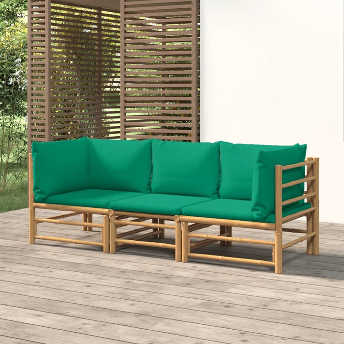 Set mobilier de grădină cu perne verzi, 3 piese, bambus - WALTI WALTI