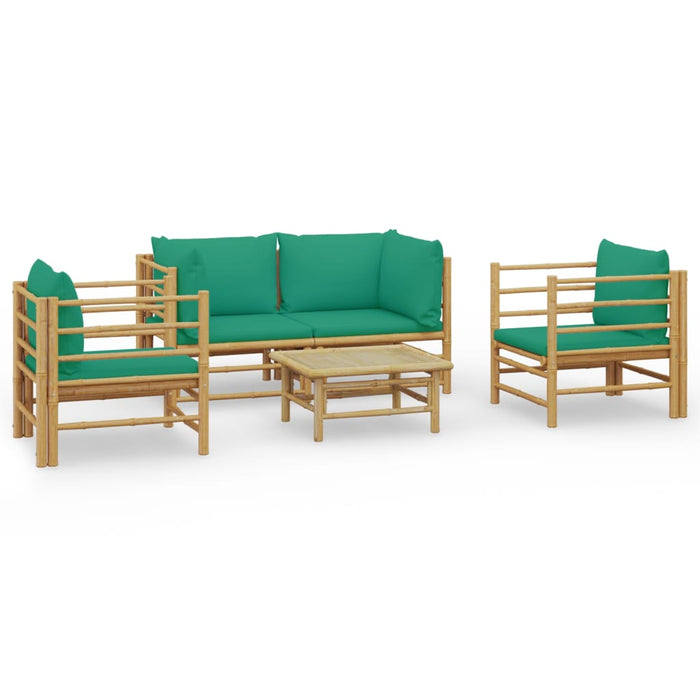 Set mobilier de grădină cu perne verzi, 5 piese, bambus - WALTI WALTI