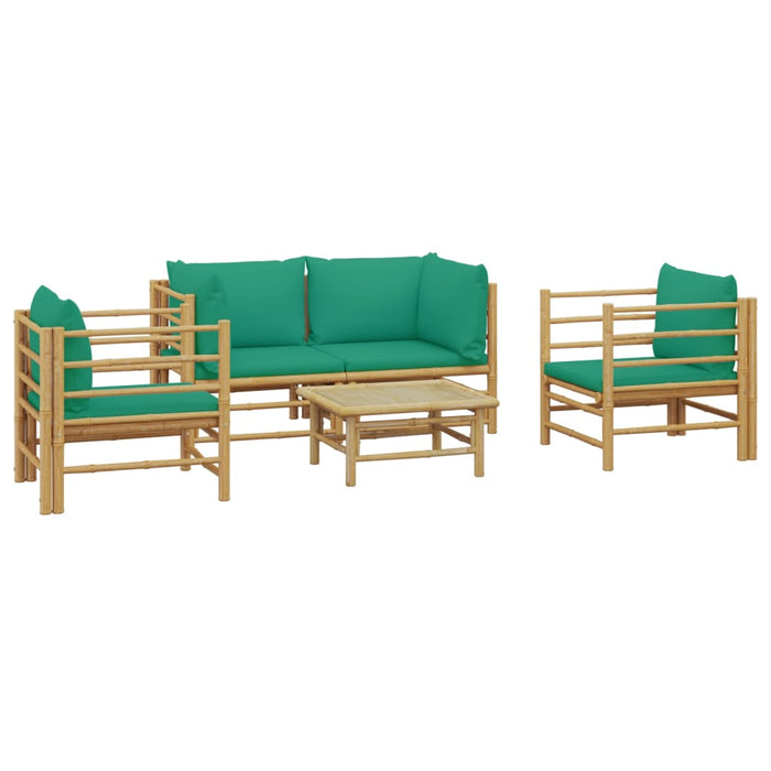 Set mobilier de grădină cu perne verzi, 5 piese, bambus - WALTI WALTI