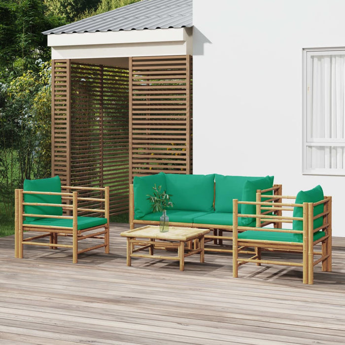 Set mobilier de grădină cu perne verzi, 5 piese, bambus - WALTI WALTI