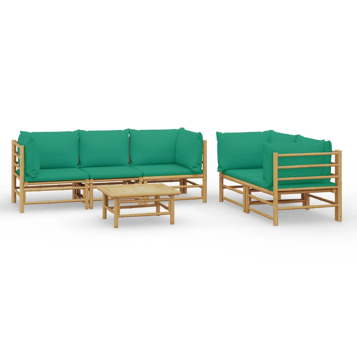 Set mobilier de grădină cu perne verzi, 6 piese, bambus - WALTI WALTI