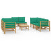 Set mobilier de grădină cu perne verzi, 9 piese, bambus - WALTI WALTI