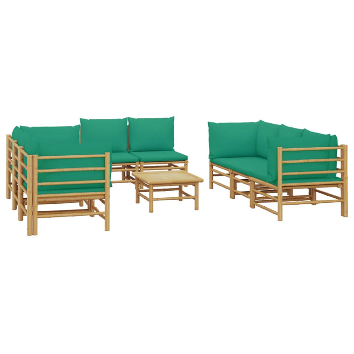 Set mobilier de grădină cu perne verzi, 9 piese, bambus - WALTI WALTI