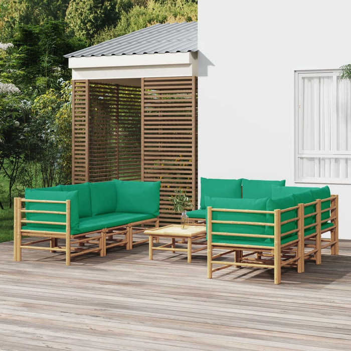 Set mobilier de grădină cu perne verzi, 9 piese, bambus - WALTI WALTI