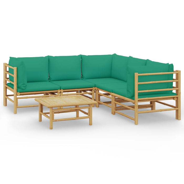 Set mobilier de grădină cu perne verzi, 6 piese, bambus - WALTI WALTI