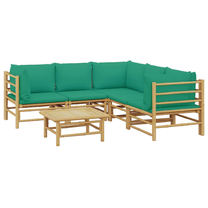 Set mobilier de grădină cu perne verzi, 6 piese, bambus - WALTI WALTI