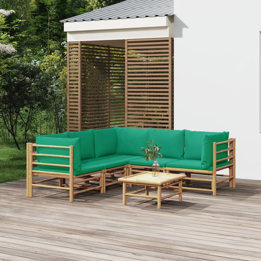 Set mobilier de grădină cu perne verzi, 6 piese, bambus - WALTI WALTI