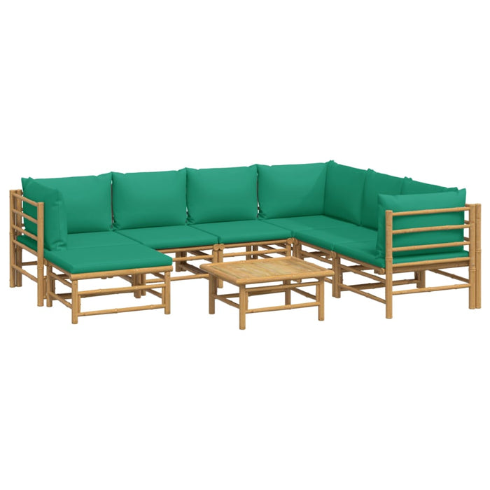 Set mobilier de grădină cu perne verzi, 8 piese, bambus - WALTI WALTI