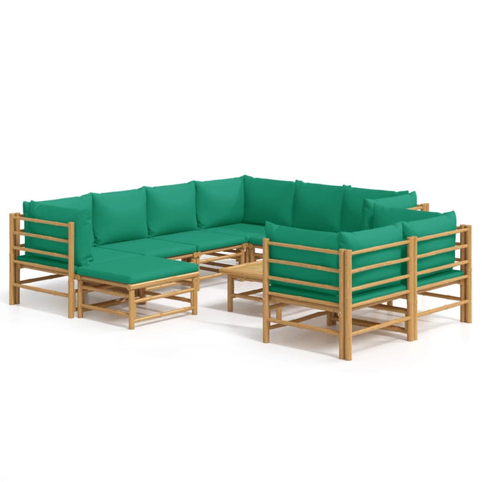Set mobilier de grădină cu perne verzi, 10 piese, bambus - WALTI WALTI