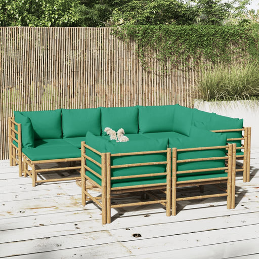 Set mobilier de grădină cu perne verzi, 10 piese, bambus - WALTI WALTI