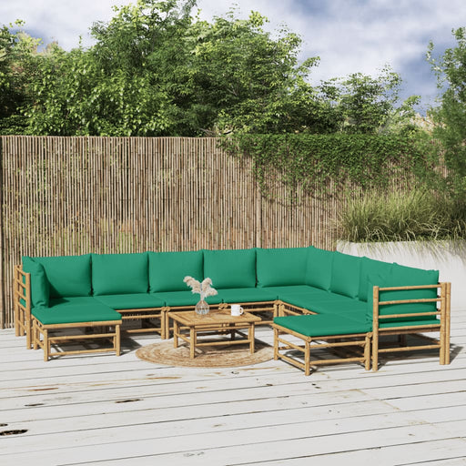 Set mobilier de grădină cu perne verzi, 11 piese, bambus - WALTI WALTI
