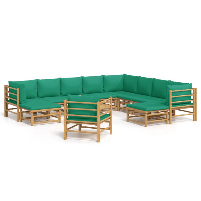 Set mobilier de grădină cu perne verzi, 12 piese, bambus - WALTI WALTI