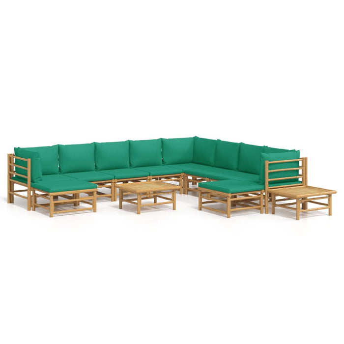 Set mobilier de grădină cu perne verzi, 12 piese, bambus - WALTI WALTI