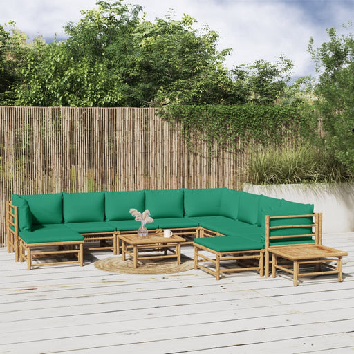 Set mobilier de grădină cu perne verzi, 12 piese, bambus - WALTI WALTI