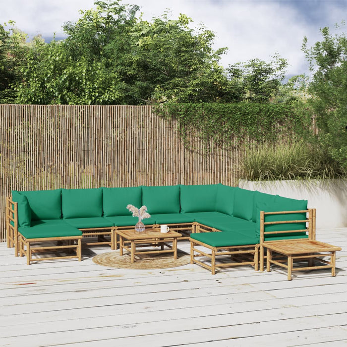 Set mobilier de grădină cu perne verzi, 12 piese, bambus - WALTI WALTI