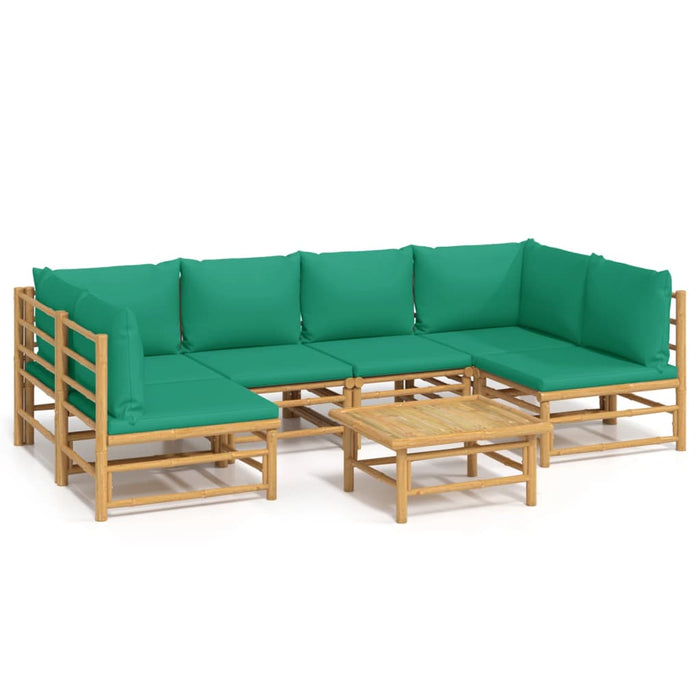 Set mobilier de grădină cu perne verzi, 7 piese, bambus - WALTI WALTI