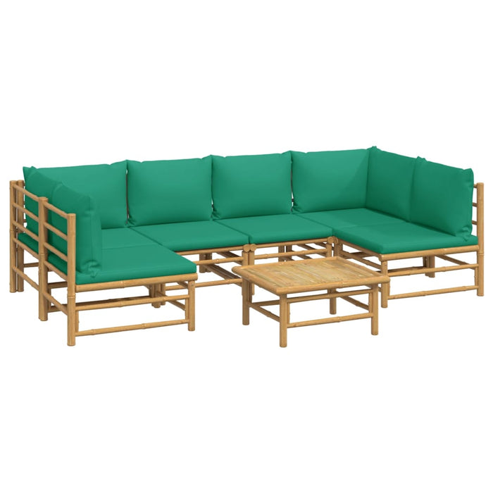 Set mobilier de grădină cu perne verzi, 7 piese, bambus - WALTI WALTI