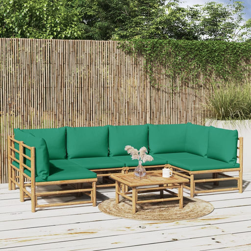 Set mobilier de grădină cu perne verzi, 7 piese, bambus - WALTI WALTI