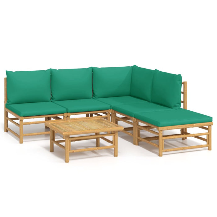 Set mobilier de grădină cu perne verzi, 6 piese, bambus - WALTI WALTI