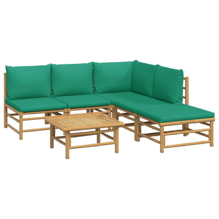 Set mobilier de grădină cu perne verzi, 6 piese, bambus - WALTI WALTI