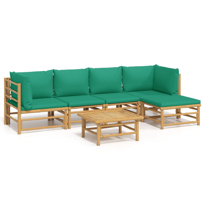 Set mobilier de grădină cu perne verzi, 6 piese, bambus - WALTI WALTI