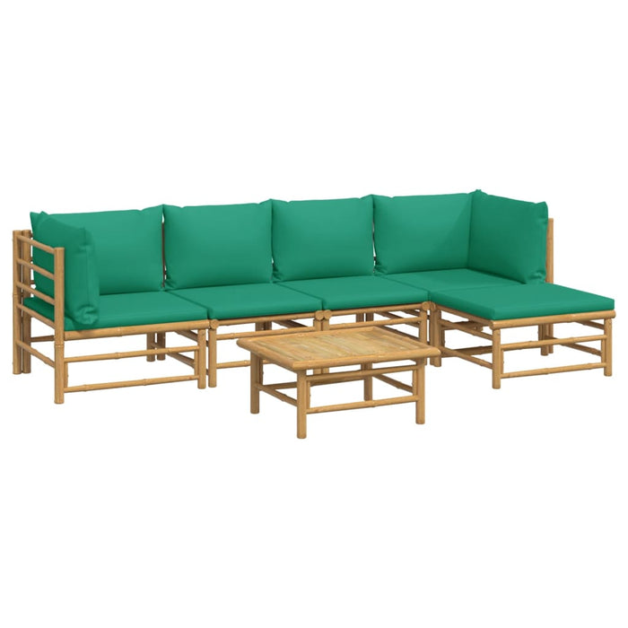 Set mobilier de grădină cu perne verzi, 6 piese, bambus - WALTI WALTI
