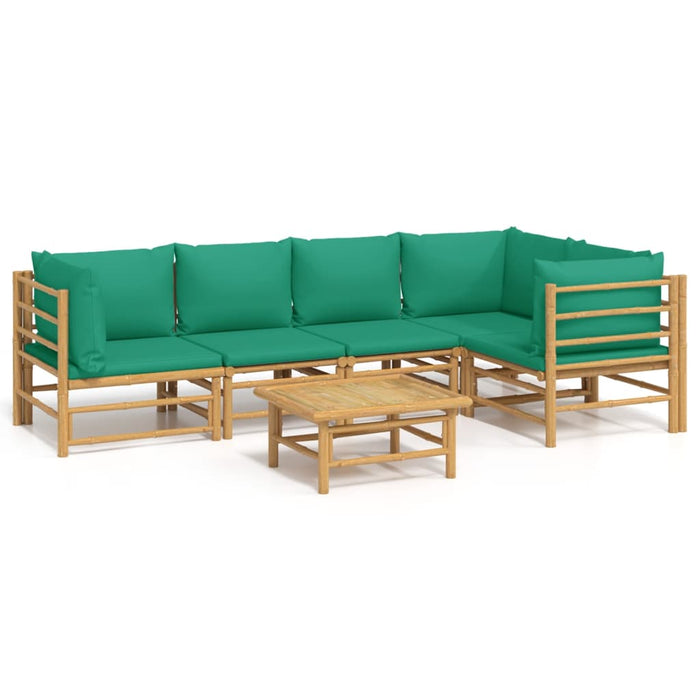 Set mobilier de grădină cu perne verzi, 6 piese, bambus - WALTI WALTI