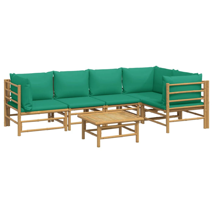 Set mobilier de grădină cu perne verzi, 6 piese, bambus - WALTI WALTI
