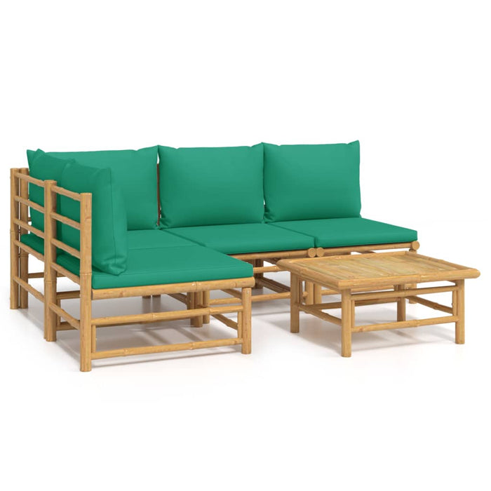 Set mobilier de grădină cu perne verzi, 5 piese, bambus - WALTI WALTI