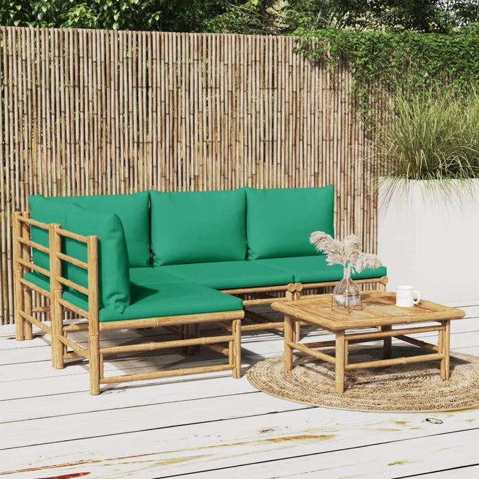 Set mobilier de grădină cu perne verzi, 5 piese, bambus - WALTI WALTI