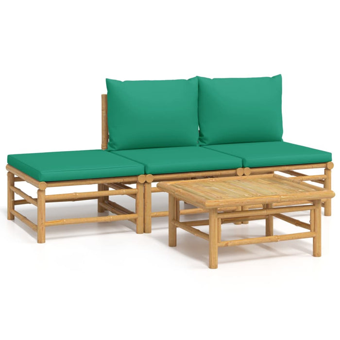 Set mobilier de grădină cu perne verzi, 4 piese, bambus - WALTI WALTI