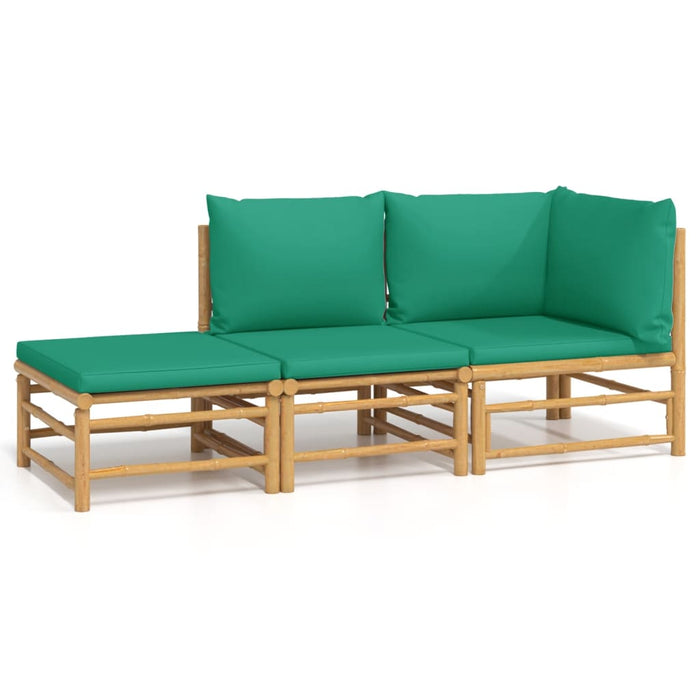 Set mobilier de grădină cu perne verzi, 3 piese, bambus - WALTI WALTI