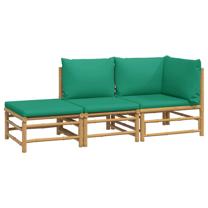 Set mobilier de grădină cu perne verzi, 3 piese, bambus - WALTI WALTI