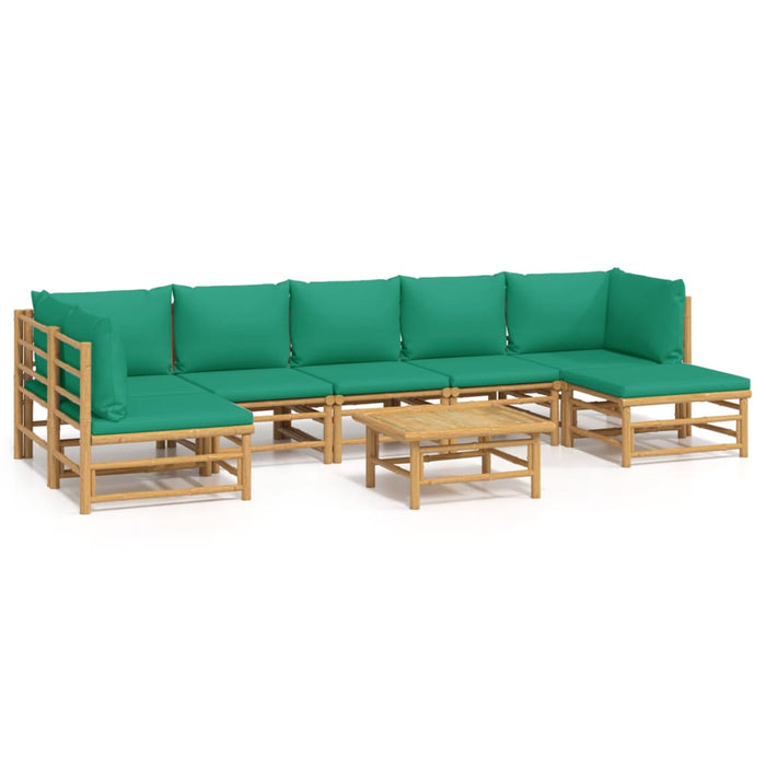 Set mobilier de grădină cu perne verzi, 8 piese, bambus - WALTI WALTI