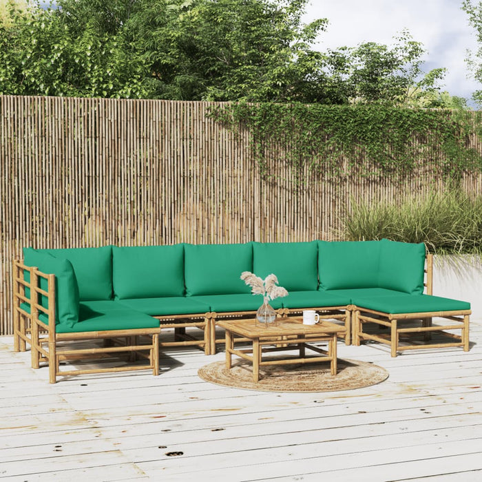 Set mobilier de grădină cu perne verzi, 8 piese, bambus - WALTI WALTI